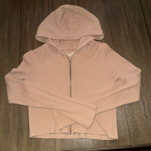Hollister Tan Ribbed Zip Hoodie